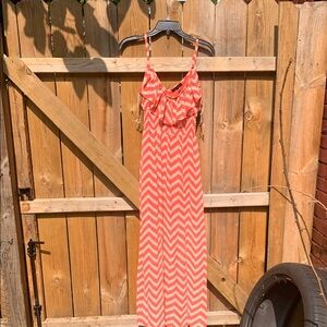 Heart Soul Coral Chevron Maxi Dress